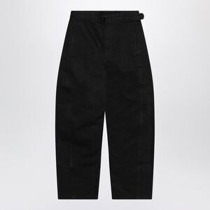 Lemaire Men's Black Cotton Trousers With Belt